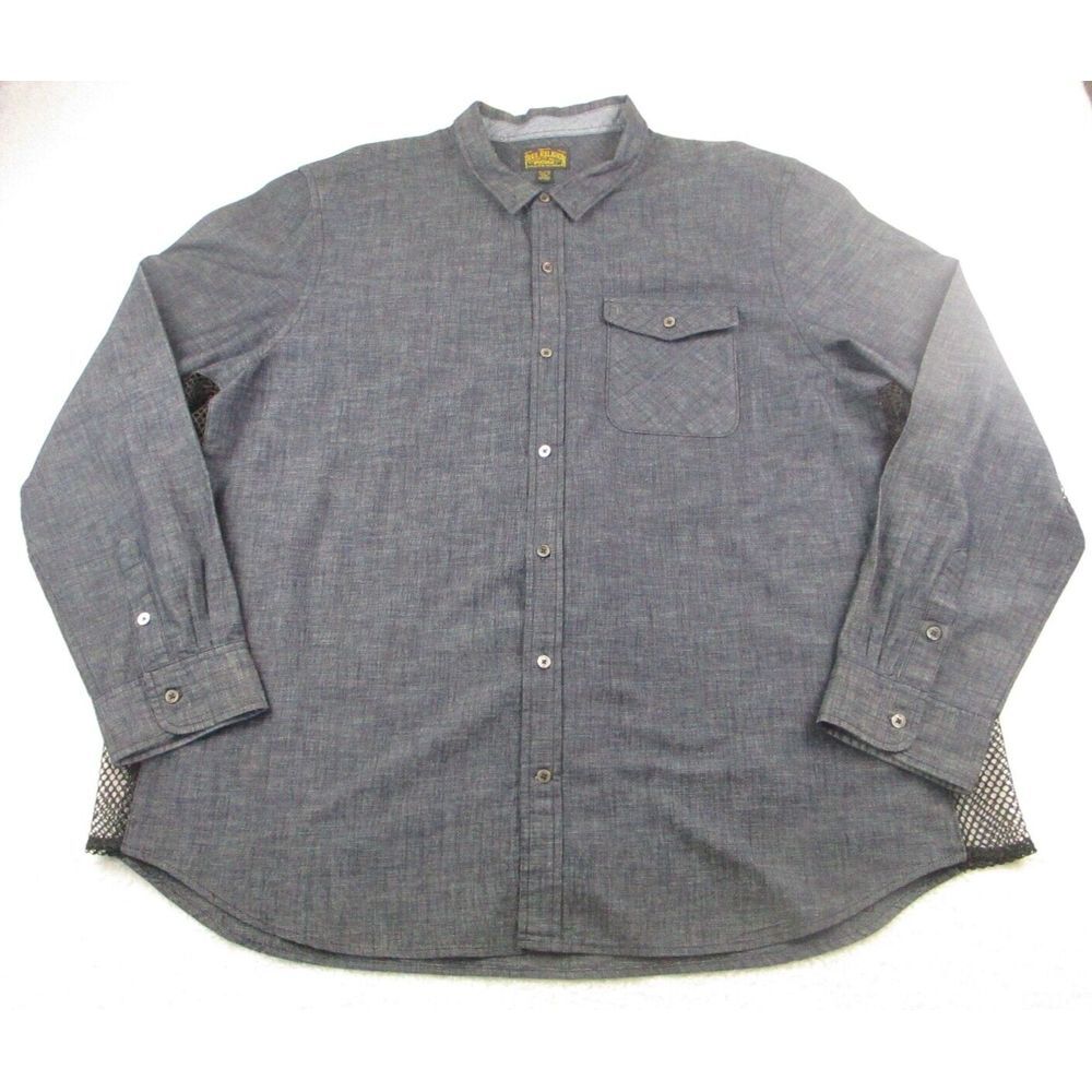 True Religion Shirt Mens 3XL‎ Blue Denim Vented Mesh Sides Button Down Western